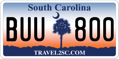 SC license plate BUU800
