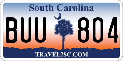 SC license plate BUU804