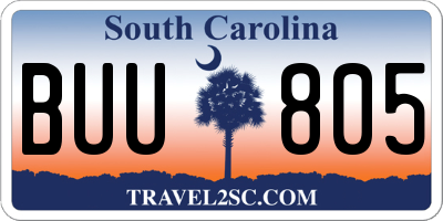 SC license plate BUU805