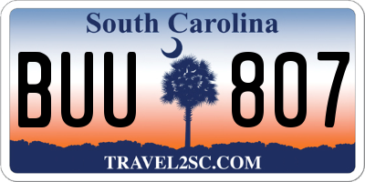 SC license plate BUU807