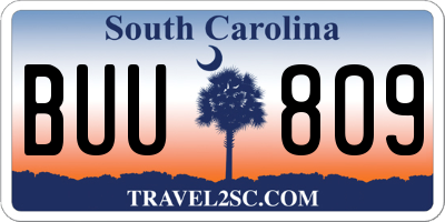 SC license plate BUU809