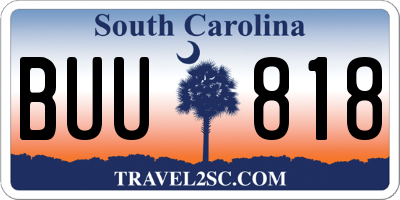 SC license plate BUU818