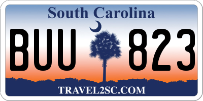 SC license plate BUU823