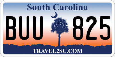 SC license plate BUU825