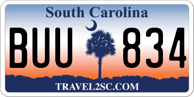 SC license plate BUU834