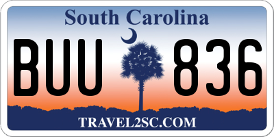 SC license plate BUU836