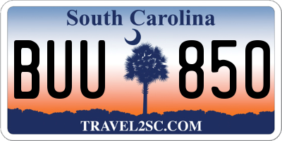 SC license plate BUU850