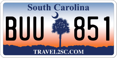 SC license plate BUU851