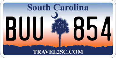 SC license plate BUU854