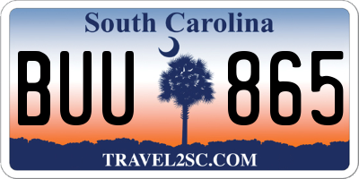 SC license plate BUU865
