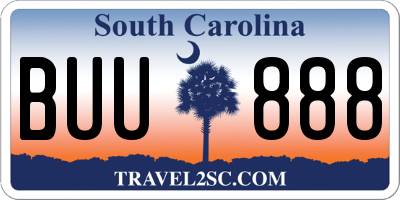 SC license plate BUU888