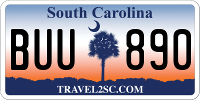 SC license plate BUU890