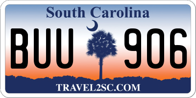 SC license plate BUU906