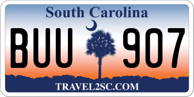 SC license plate BUU907