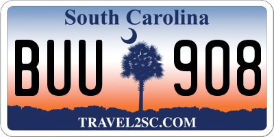SC license plate BUU908