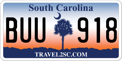 SC license plate BUU918