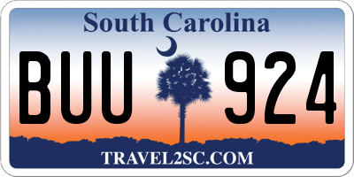 SC license plate BUU924