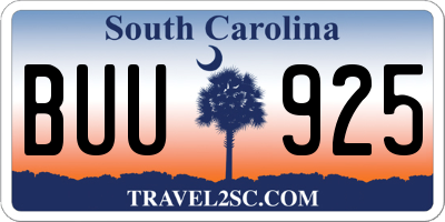 SC license plate BUU925