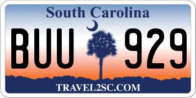SC license plate BUU929