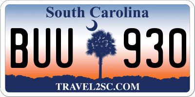 SC license plate BUU930