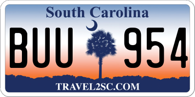 SC license plate BUU954