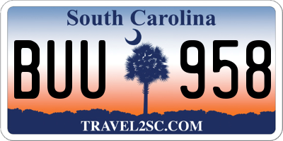 SC license plate BUU958