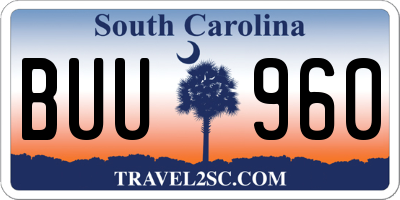 SC license plate BUU960