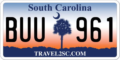 SC license plate BUU961