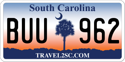 SC license plate BUU962