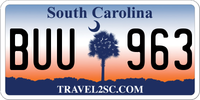 SC license plate BUU963