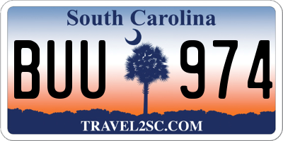SC license plate BUU974