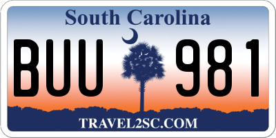 SC license plate BUU981