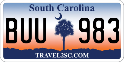 SC license plate BUU983