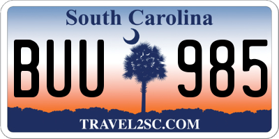 SC license plate BUU985