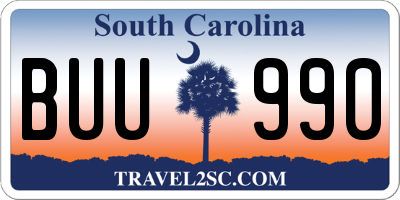 SC license plate BUU990