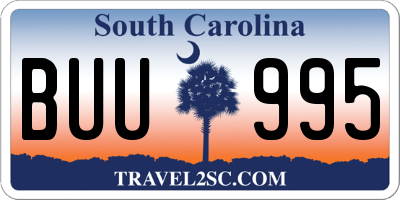 SC license plate BUU995