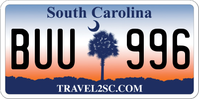 SC license plate BUU996