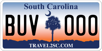 SC license plate BUV000
