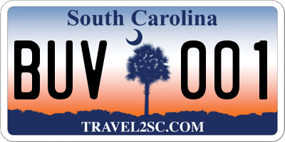 SC license plate BUV001