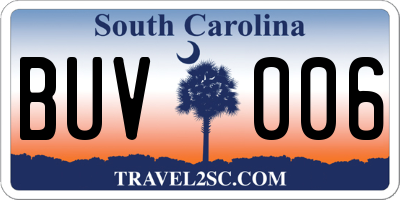 SC license plate BUV006