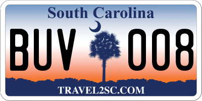 SC license plate BUV008