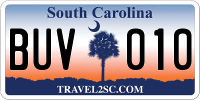 SC license plate BUV010