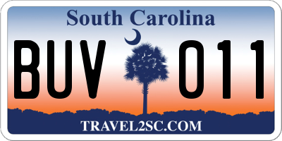SC license plate BUV011