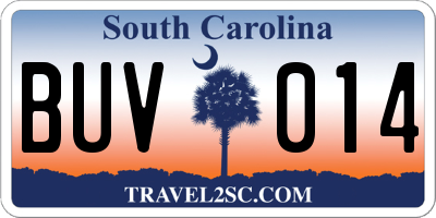 SC license plate BUV014