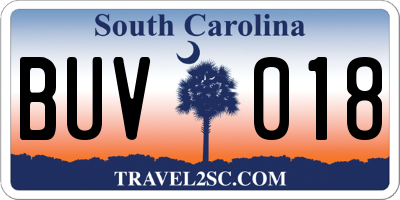SC license plate BUV018
