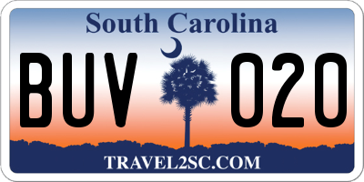 SC license plate BUV020