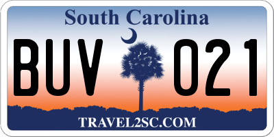 SC license plate BUV021