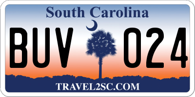 SC license plate BUV024