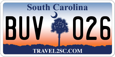 SC license plate BUV026
