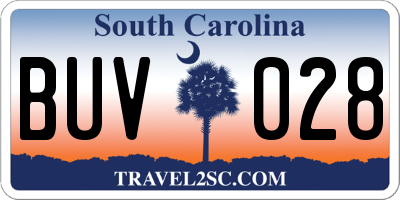 SC license plate BUV028